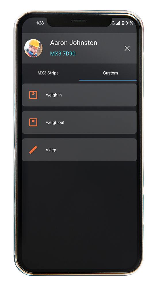 Screenshot of a mobile app displaying three file options: "login.ini," "login.xml," and "sitemap," with a menu bar at the top.