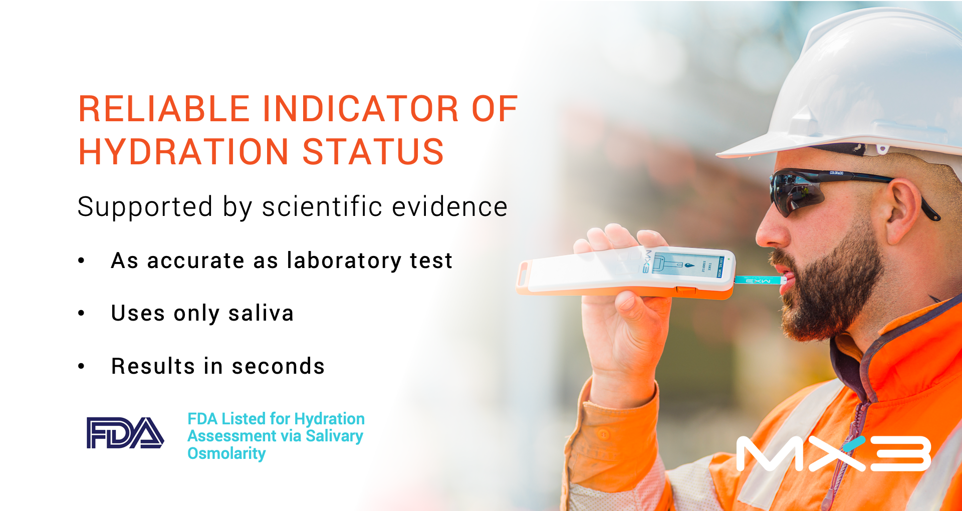 A person holds a lab test showing hydration status, emphasizing evidence-based results and a quick 30-second analysis.